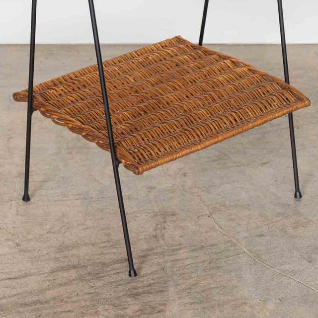 Brown 1950s French Wicker and Iron Side Table For Sale - Image 8 of 11
