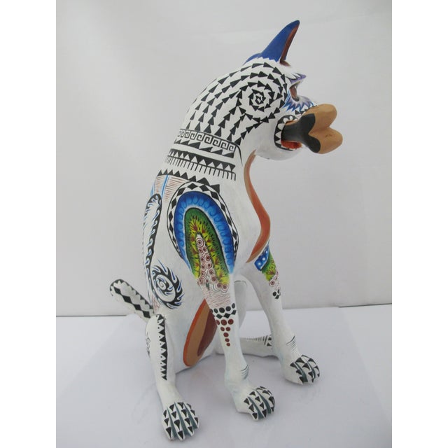 Alebrije Carved Wood Zapotec Bull Dog With Bone Oaxaca Mexico Folk Art Sculpture For Sale - Image 16 of 16