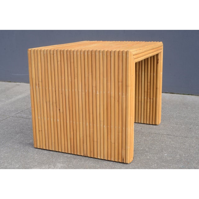1970s VIntage 70s Boho Split Reed Side Table For Sale - Image 5 of 12