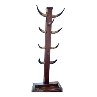 English Bull Horn, Oak Hall Stand, c.1880 For Sale