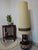 Ceramic lamp base in the shape of an amphora, with double handles and a volcanic stone finish. Twelve holes around the...