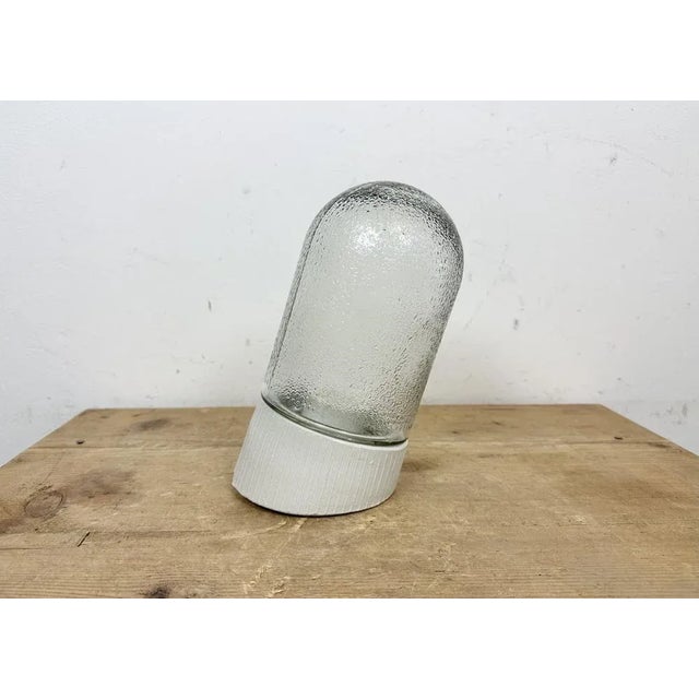 Industrial Vintage White Porcelain Wall Light, 1970s For Sale - Image 3 of 13