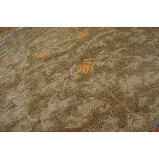 1900s Mocha Medallion Dragon Antique Chinese Peking Carpet Wool Oval Rug For Sale - Image 9 of 11