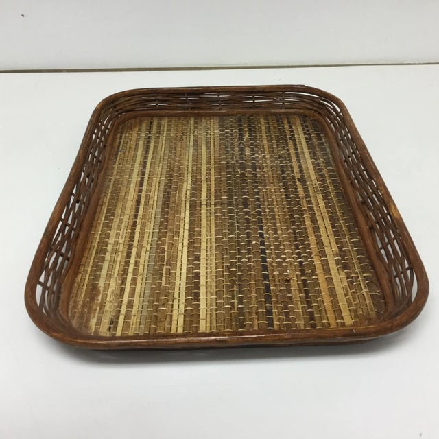 Mid-Century Coastal Boho Wicker and Rattan Woven Tray.. For Sale - Image 6 of 6