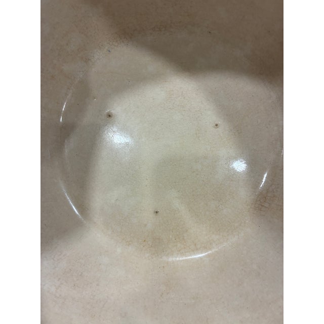 Vintage Farmhouse Stoneware Mixing Bowl With Blue Stripes For Sale - Image 10 of 10