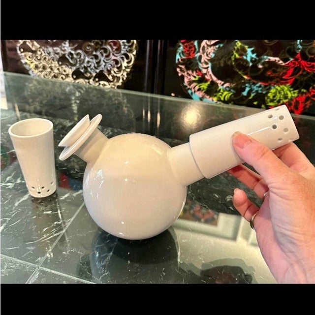 Ceramic Vintage 1990s Arzenal Mod White Porcelain Teapot Infuser Two Pierced Cups Unused For Sale - Image 7 of 10