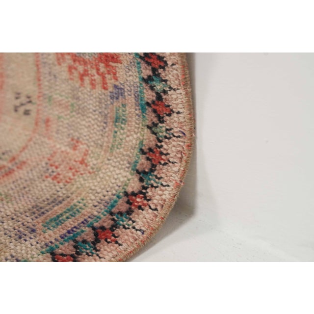 1970s Vintage Turkish Handmade Wool Cotton Pink Area Rug For Sale - Image 10 of 12