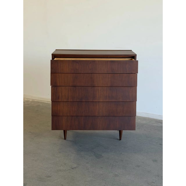 1960s Louvered Walnut Highboy For Sale - Image 4 of 16