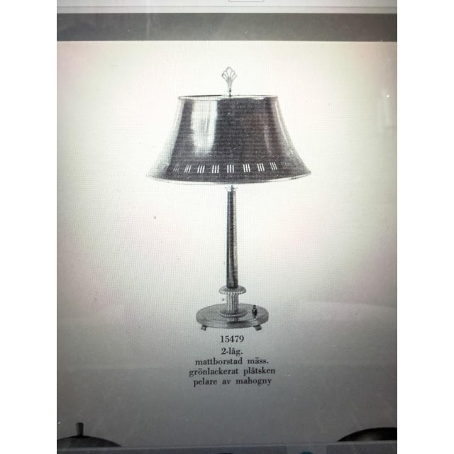 Monumental Table Lamp in Brushed Brass and Mahogany by Harald Notini for Böhlmarks, 1950 For Sale - Image 9 of 13