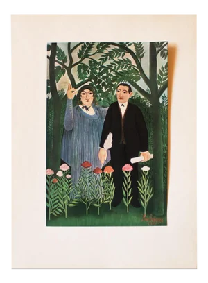 1940s H. Rousseau, Original "Portrait of Apollinaire and Marie Laurencin" Lithograph