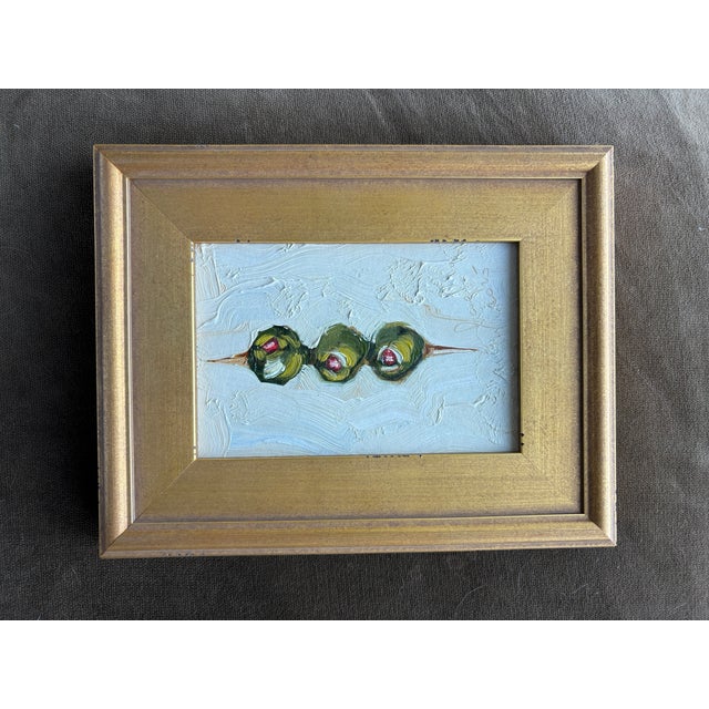 2025 Skewered Olives Oil Painting in New Plein Air Frame For Sale In Houston - Image 6 of 6