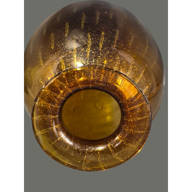 Late 20th Century Vintage Art Glass Attributed Murano Amber Original Label "Made in Italy" Vase For Sale - Image 5 of 7
