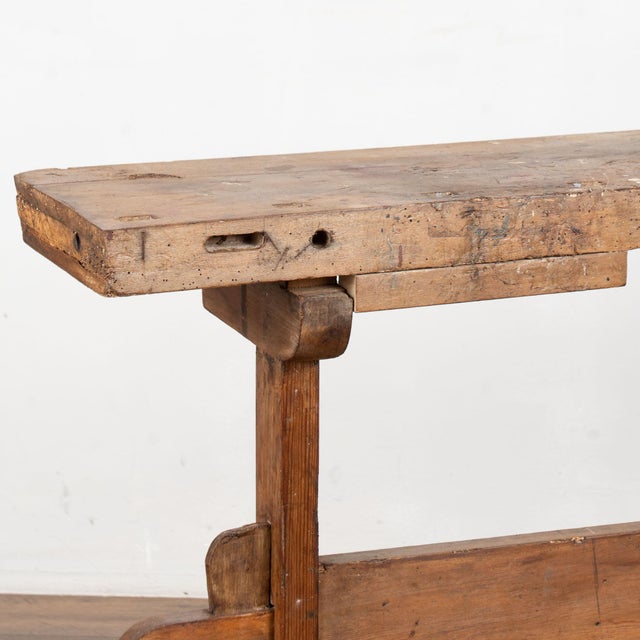 Brown Rustic 20th Century Narrow Workbench Console Table For Sale - Image 8 of 16