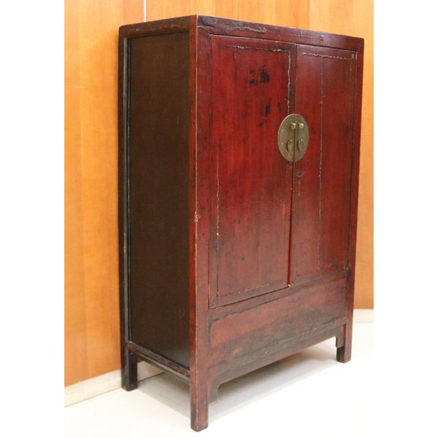 19th Century Chinese Red Lacquer Wedding Cabinet For Sale - Image 4 of 9