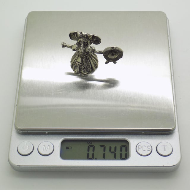 Silver Vintage Italian Handmade Genuine Silver Rare Mouse Character Dollhouse For Sale - Image 8 of 9
