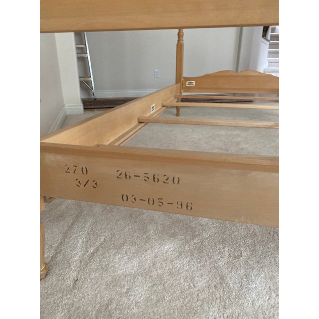 Beige Ethan Allen Rare Country French Poster Canopy Equisite Vintage Twin Bed Bisque Excellent Condition For Sale - Image 8 of 12