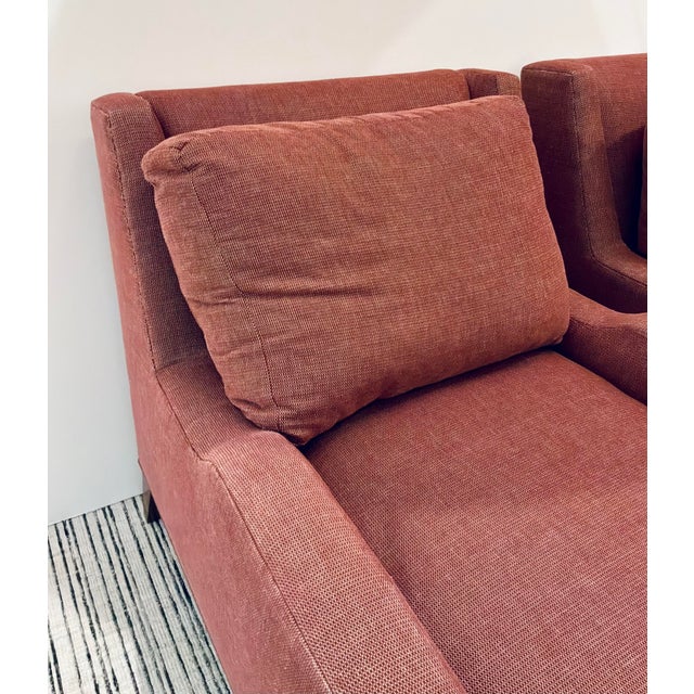 Wood Barbara Barry for Baker Dusty Rose Presidio Lounge Chairs Pair For Sale - Image 7 of 7