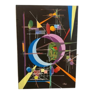 A 1980s Kandinsky Style Futurist Abstract Italian Oil Painting by Libero Vitali For Sale