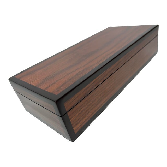 2020s Pacific Connections Lacquer Long Keepsake Box, Rosewood & Brown - 1 Piece For Sale