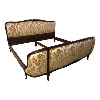 French Demi Corbeille Upholstered Bed Frame For Sale
