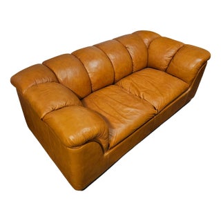 Italian Cocker 2-Seater Sofa in Cognac Leather by Franco Bresciani for Poltrona Frau, 1970s For Sale
