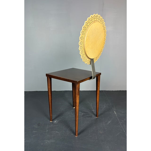 Sawaya & moroni, milan, chair with pierced round backrest, maple veneer and aluminum chair by sawaya & moroni, milan....