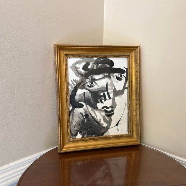 1970s 1970s Peter Keil Original Black & White Abstract Portrait Painting For Sale - Image 5 of 6