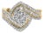 14K Yellow Gold 1.0 Cttw Baguette & Brilliant-Cut Diamond Round Floral Cluster Engagement Ring with Swirl Wrapped Triple Row Band - Size 7 For Sale