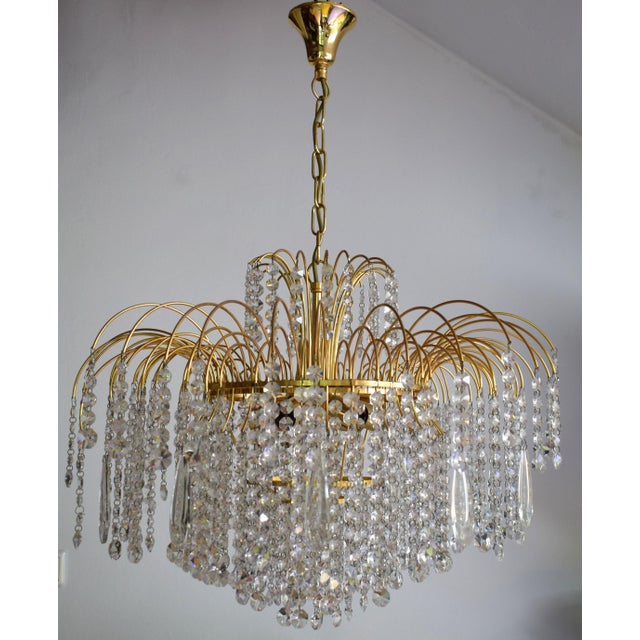 Large Hollywood Regency Swarovski Crystal Waterfall Chandelier, 1980s For Sale - Image 6 of 11