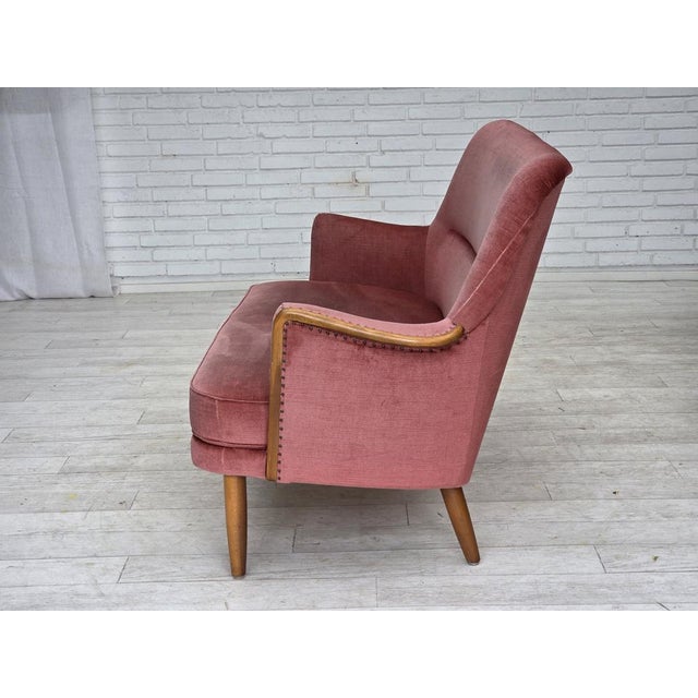 Swedish 2-Seater Sofa in Pink Velour and Beech, 1970s For Sale - Image 15 of 18
