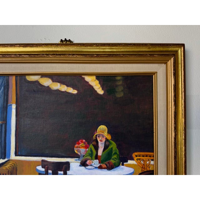 Wood Vintage Figurative Still Life Interior Scene Oil on Canvas Board Panel Painting by Florence Zevich, Framed For Sale - Image 7 of 11