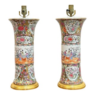 Oriental Style Porcelain Table Lamps For Sale