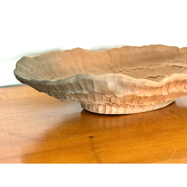 Arteriors Home Large Vintage Brutalist Terracotta Oval Centerpiece Bowl For Sale - Image 4 of 10