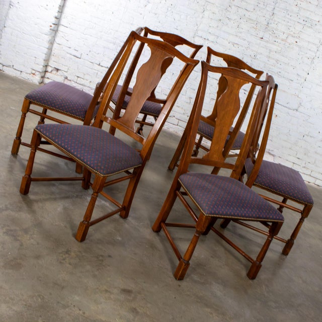 Late 20th Century Georgian Style Baker Dining Chairs W/Solid Splat & Turned Front Legs Set of 6 For Sale - Image 6 of 18