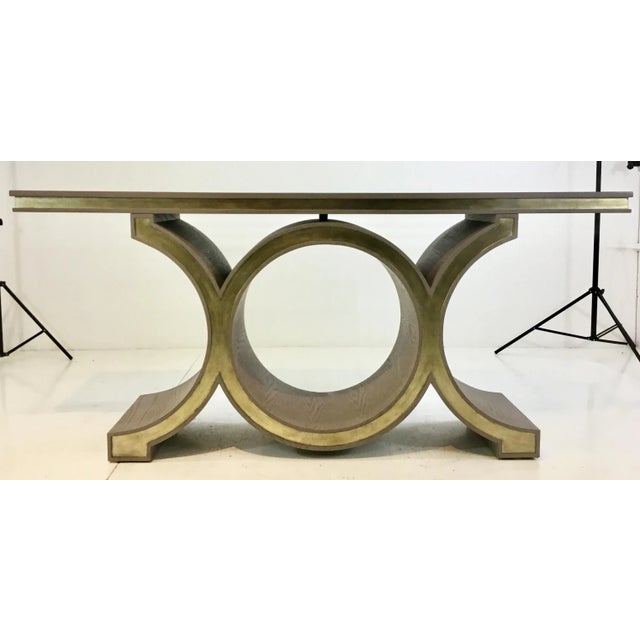 Global Views Modern Gray and Champagne Silver Link Console Table For Sale In Atlanta - Image 6 of 6