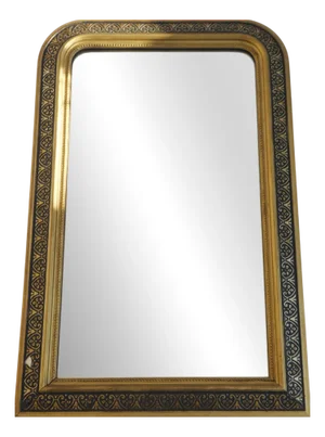Antique French Louis Philippe Gilded Arched Mantle Mirror, 19th Century