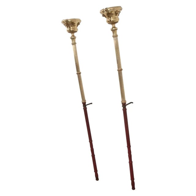 French 19th Century Brass Altar Torch Lamps - A Pair For Sale - Image 12 of 12