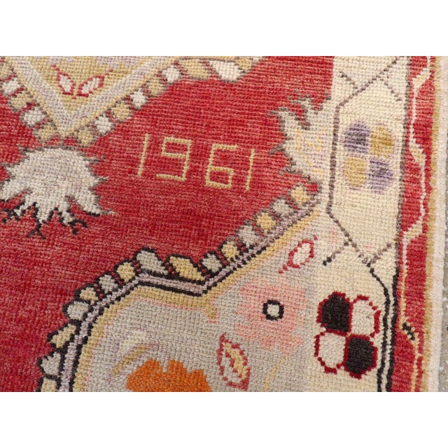 Rustic Galerie Shabab Collection Mid-20th Century Turkish Oushak Throw Rug For Sale - Image 3 of 6