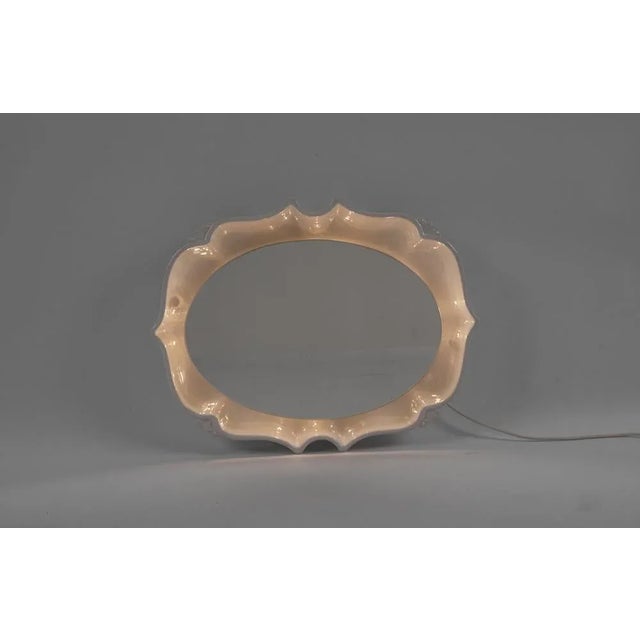 Mid-Century Modern White Backlight Ceramic Mirror from Pan-Keramik, Germany, 1960s For Sale - Image 3 of 10