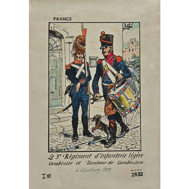 Herbert Knotel, The 3rd Light Infantry Regiment, Drawing, 1940s For Sale