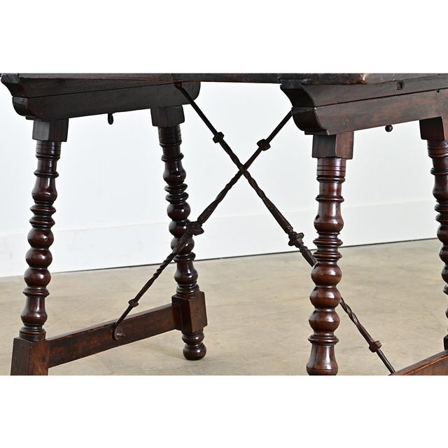 Spanish 18th Century Chestnut & Forged Iron Table For Sale - Image 9 of 13