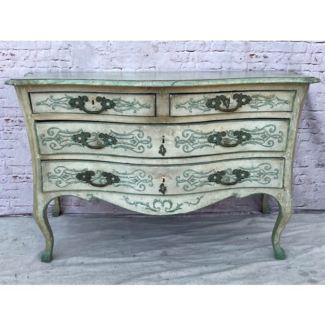 Off-white Venetian Rococo Painted Commode For Sale - Image 8 of 11