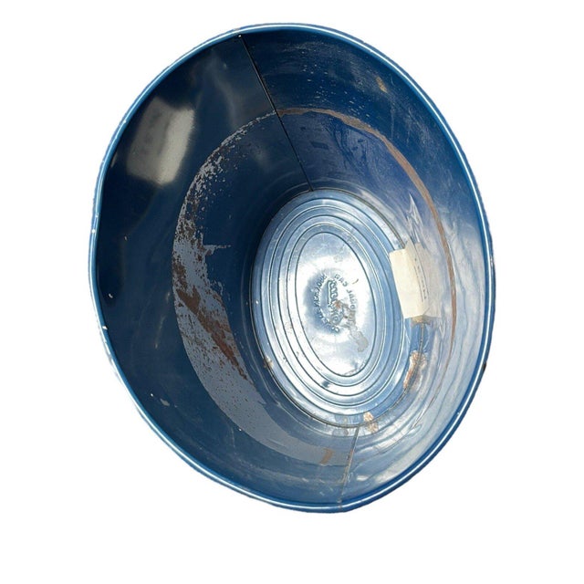 Blue VTG National Can Co Nautical Blue Sailor Boats 9" Waste Bin Trash Can For Sale - Image 8 of 9