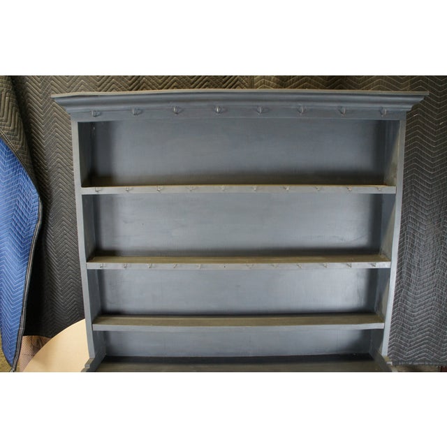 Primitive Antique Country Farmhouse Painted Oak Welsh Dresser Cupboard Hutch For Sale - Image 6 of 12