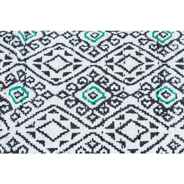 Neon Nights Block Printed Indian Bedcover For Sale In Los Angeles - Image 6 of 8