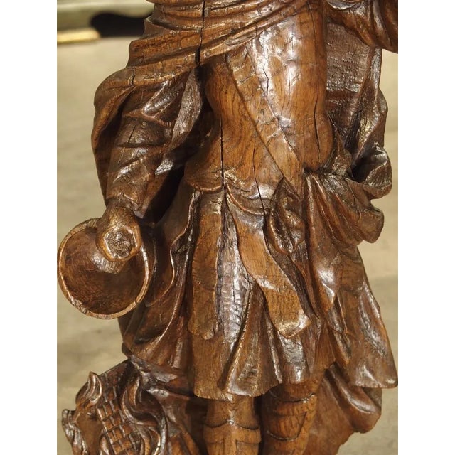 Wood 17th Century Oak Statue of Saint Florian, Patron Saint of Firefighters For Sale - Image 7 of 11