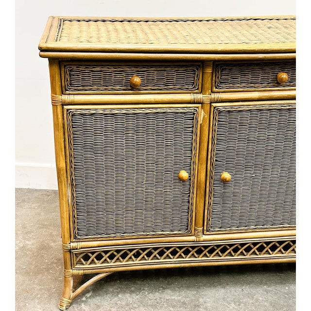 Wood Vintage Italian Rattan and Bamboo Sideboard, Italy, 1970s For Sale - Image 7 of 12