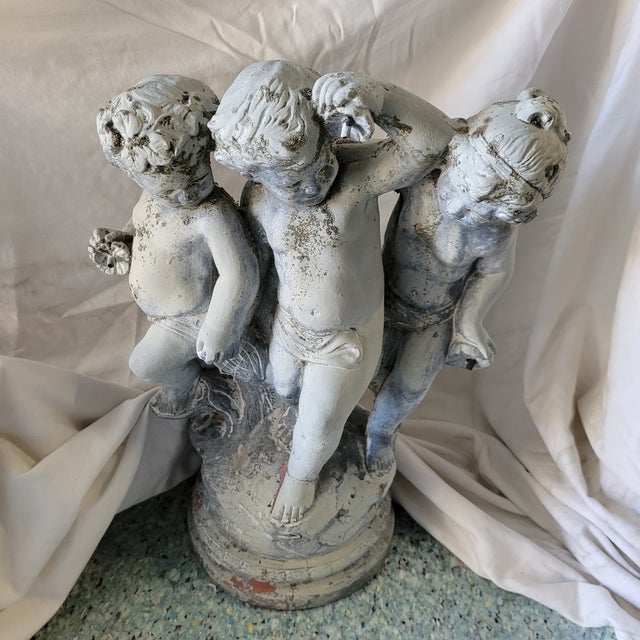 1990s Henri Studio Concrete Sculpture Statue Trio of Cherubs For Sale - Image 13 of 18
