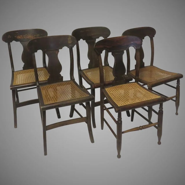 American Country Faux Grain Painted Chairs - Set of 8 For Sale In Denver - Image 6 of 6