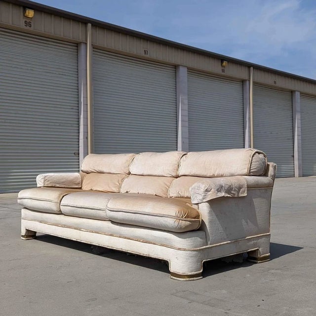 Postmodern Velvet & Brass Sofa by Drexel Heritage, 1980s, Mid-Century, Hollywood Regency For Sale In Los Angeles - Image 6 of 10
